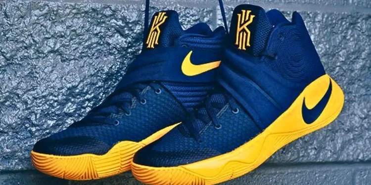 Nike basketball shoe and blue yellow yellow shoe