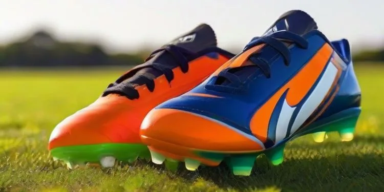 Soccer cleats designed for young players emphasize lightweight construction and ankle support.