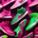 pink and green basketball shoes